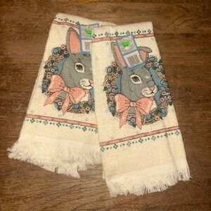 New Deadstock Gourmet Gallery B&D Bunny Rabbit Kitchen Hand Towel Set Vintage